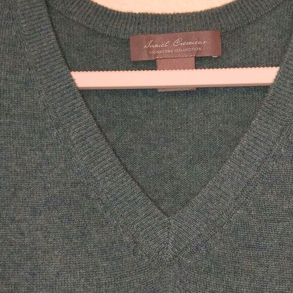 Men's Cashmere Heather Green V-Neck Sweater XXL - Picture 2 of 4
